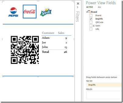 QR Code along with other visualizations in Power View