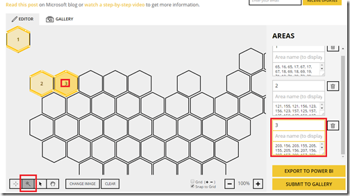 Using the automatic discovery of areas icon in Synoptic designer